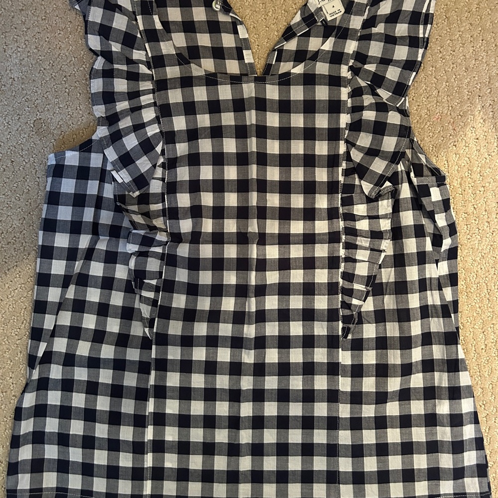J.Crew Ruffled Gingham Check Tank